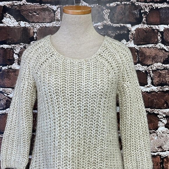 Anthropologie Knitted & Knotted Sweater Women's S Small Cream Gold Knit Pullover - Picture 7 of 13